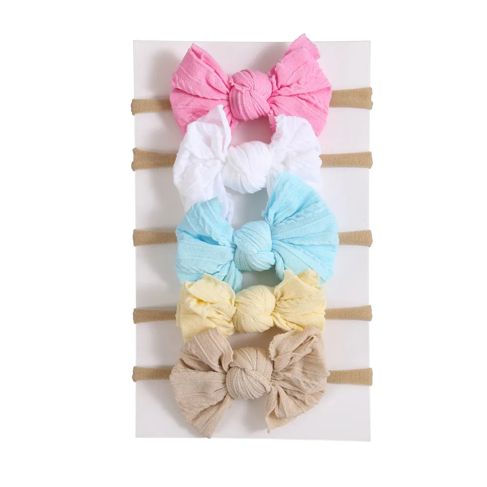 +More Colors - 5Pc Soft Nylon Elastic Baby Girl Headband
