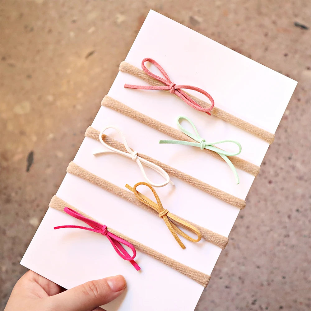 +More Colors - 5Pc Set Nylon Linen & Cotton Baby Headbands