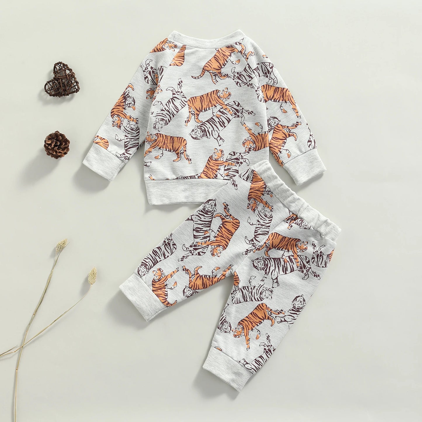 Autumn Tiger Baby & Toddler Clothes Set (0–24m) – Unisex Fall Fashion