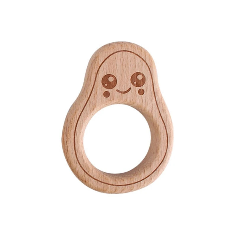 BPA Free Silicone Beads Baby Teether Baby Beech Wooden Avocado