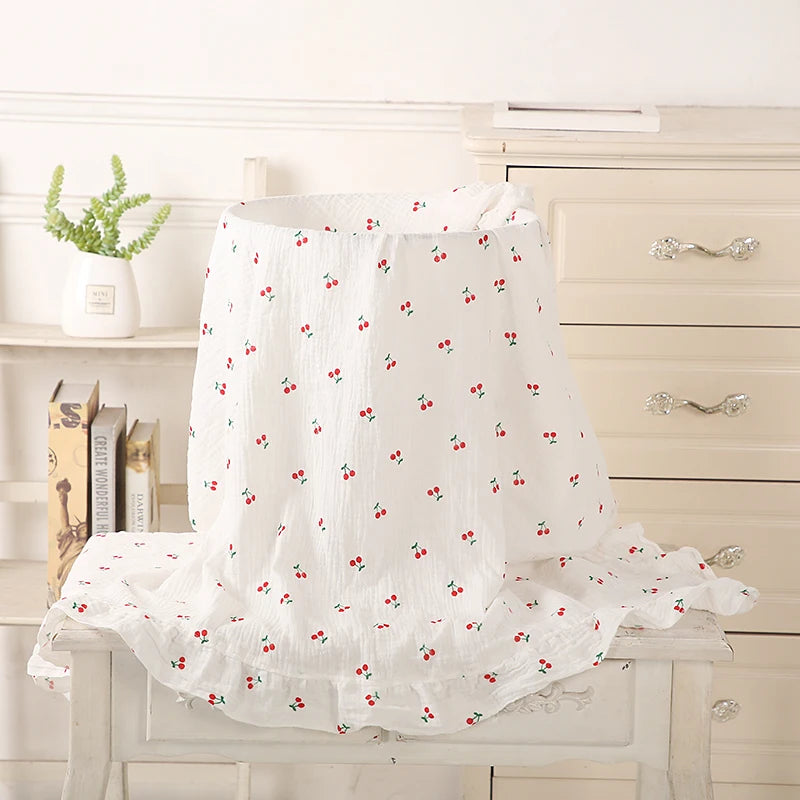 Ruffled Muslin Swaddle Blanket for New Born Infant Bedding Organic Baby Essentials