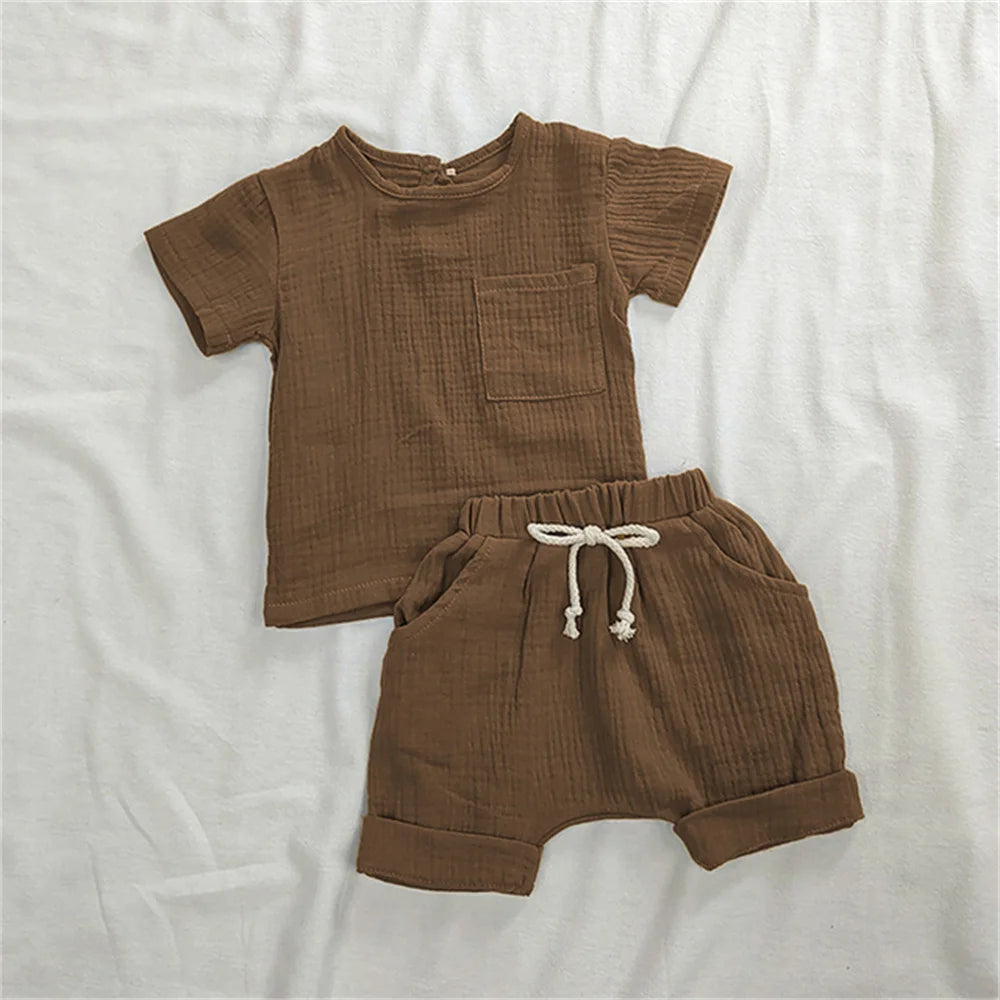 Organic Cotton Baby Clothes Set Summer Casual Tops Shorts for Boys Girls Baby Essentials