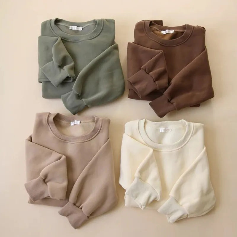 2Pcs Fleece Cotton Spandex Baby Clothes Sweatshirt + Pants