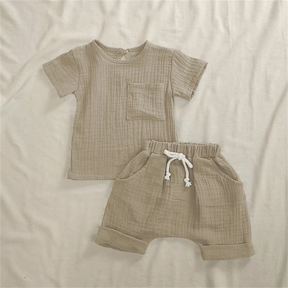 Organic Cotton Baby Clothes Set Summer Casual Tops Shorts for Boys Girls Baby Essentials