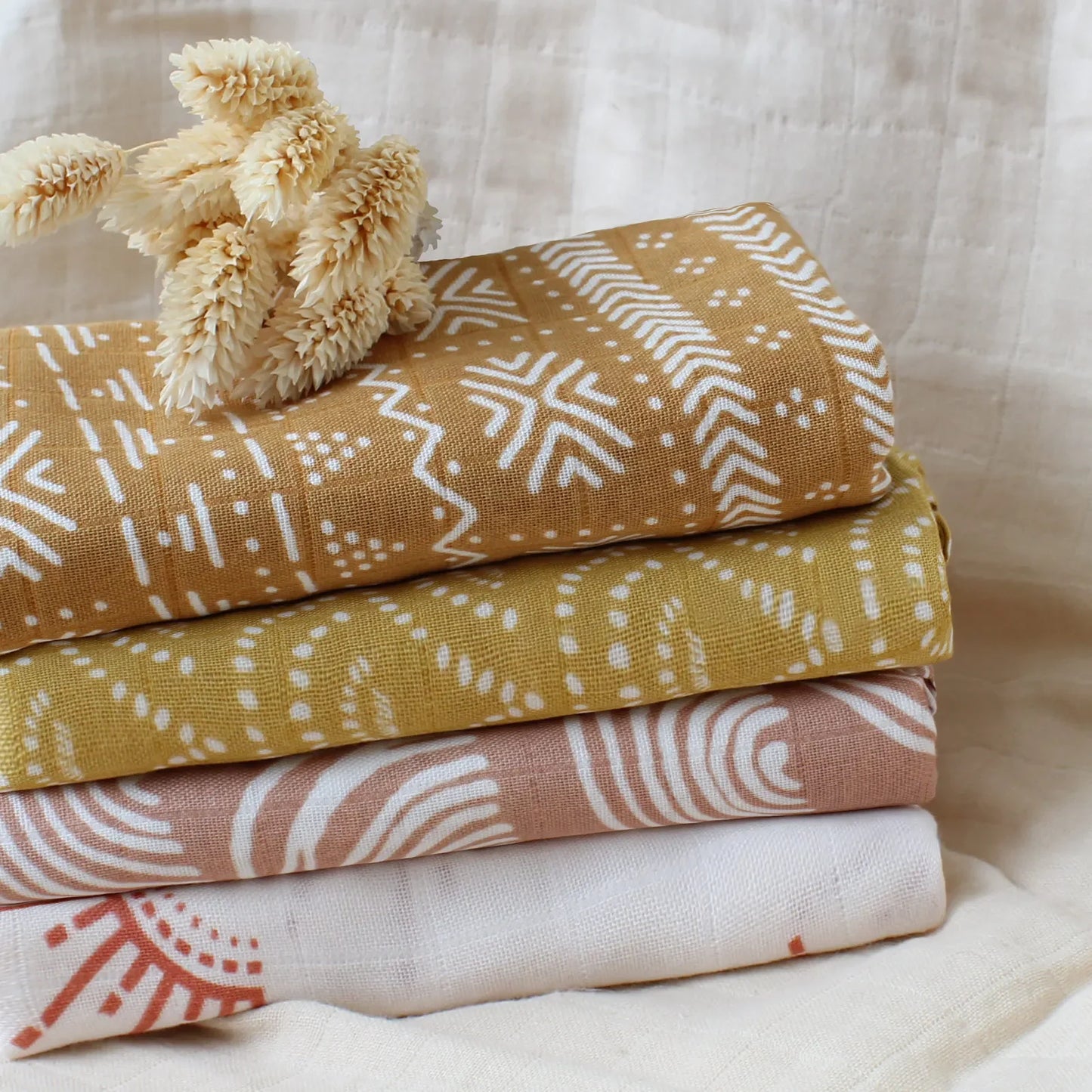 Muslin Bamboo Cotton Baby Blanket Swaddle - Soft and breathable