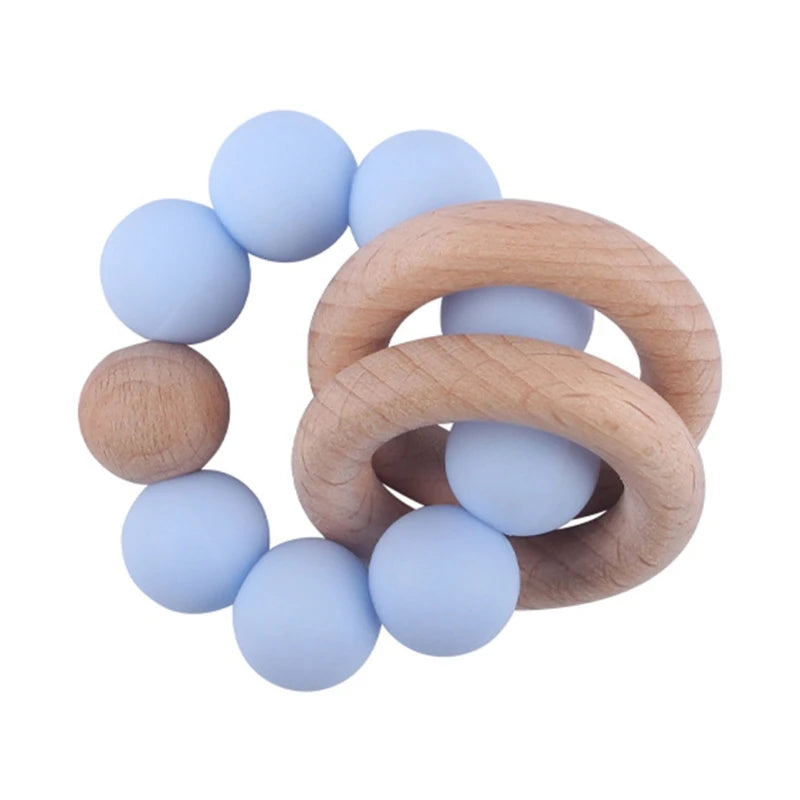 BPA Free Silicone Beads Baby Teether Baby Beech Wooden Avocado