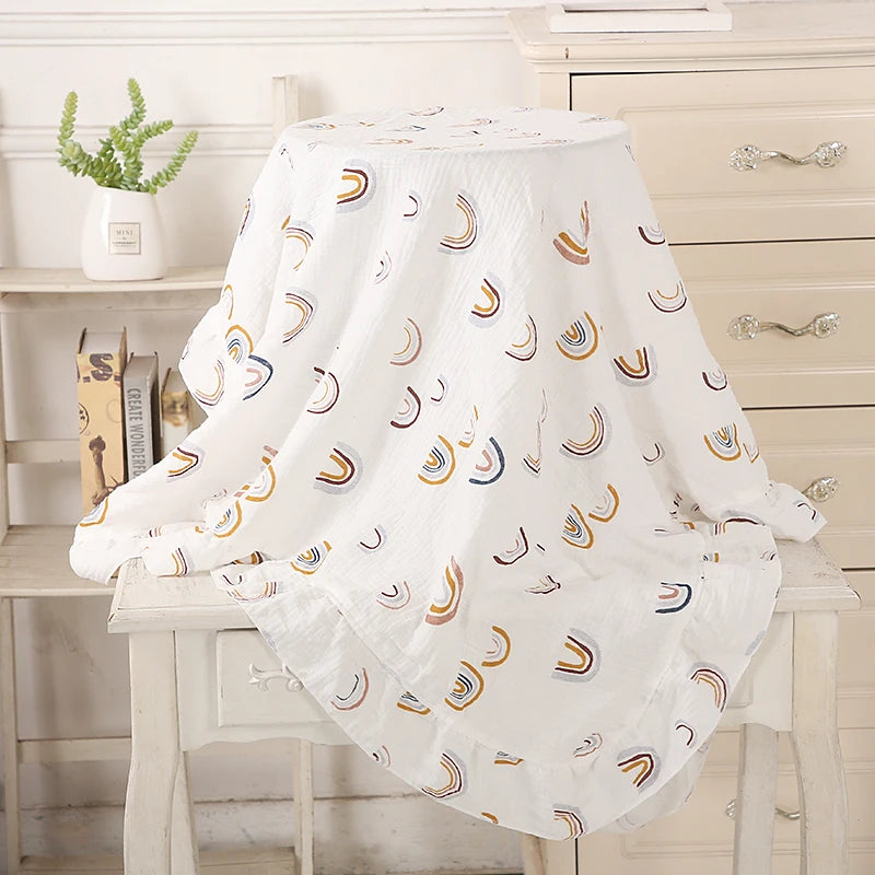 Ruffled Muslin Swaddle Blanket for New Born Infant Bedding Organic Baby Essentials