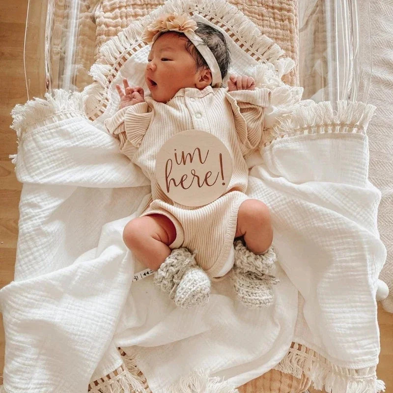 100% Muslin Cotton Tassel Receiving Blanket - Quilt - Baby Blanket