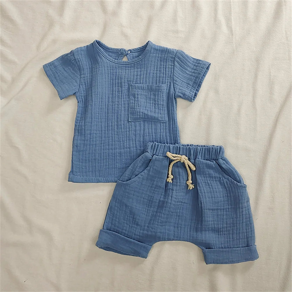 Organic Cotton Baby Clothes Set Summer Casual Tops Shorts for Boys Girls Baby Essentials