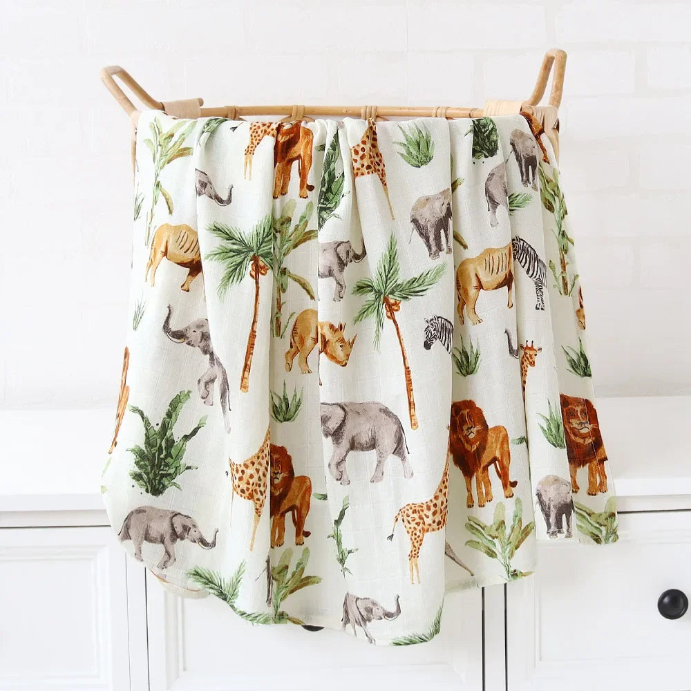 Muslin Bamboo Cotton Baby Blanket Swaddle - Soft and breathable