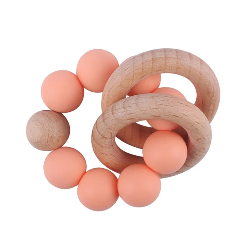 BPA Free Silicone Beads Baby Teether Baby Beech Wooden Avocado