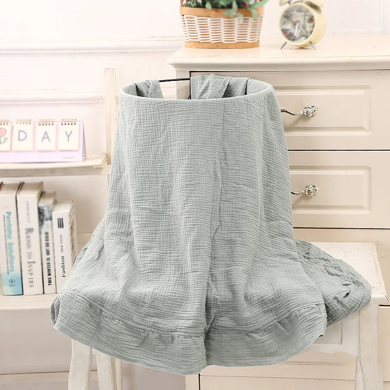 Ruffled Muslin Swaddle Blanket for New Born Infant Bedding Organic Baby Essentials
