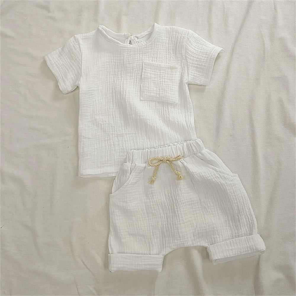 Organic Cotton Baby Clothes Set Summer Casual Tops Shorts for Boys Girls Baby Essentials