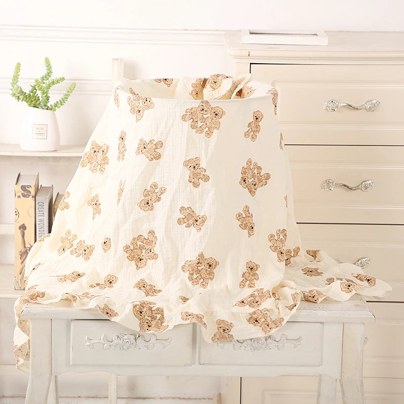 Ruffled Muslin Swaddle Blanket for New Born Infant Bedding Organic Baby Essentials