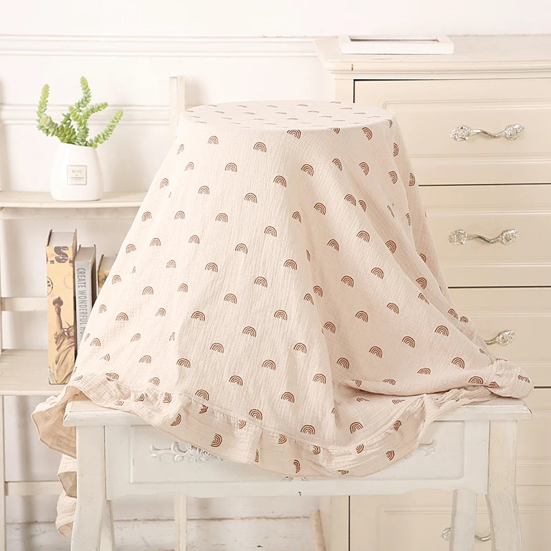 Ruffled Muslin Swaddle Blanket for New Born Infant Bedding Organic Baby Essentials