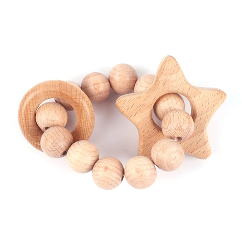 BPA Free Silicone Beads Baby Teether Baby Beech Wooden Avocado