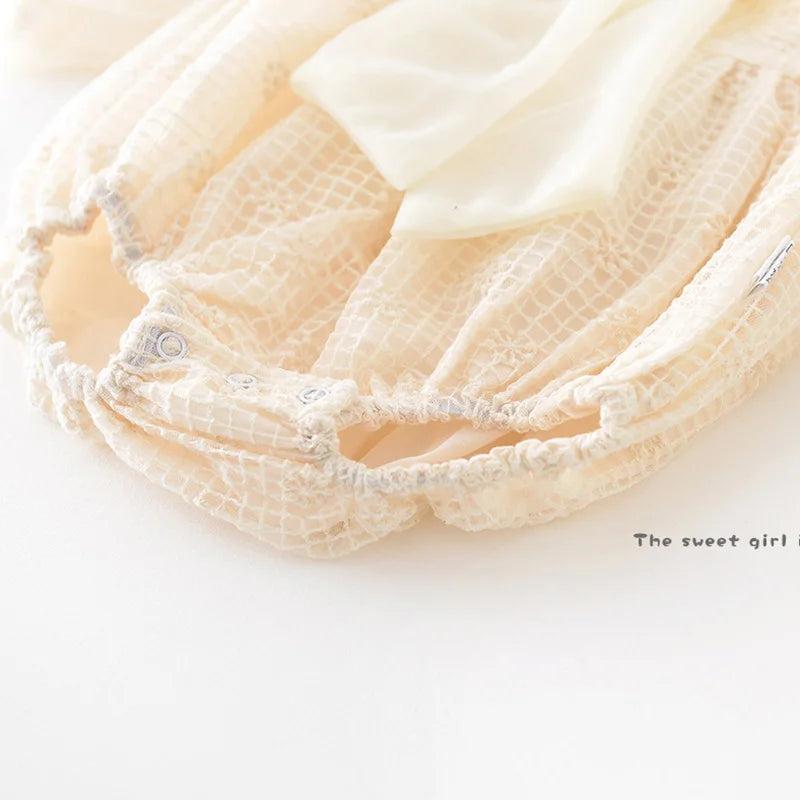 Cotton Baby Girls Puff Sleeve Toddler Outfit – Soft & Stylish