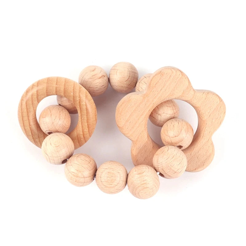 BPA Free Silicone Beads Baby Teether Baby Beech Wooden Avocado