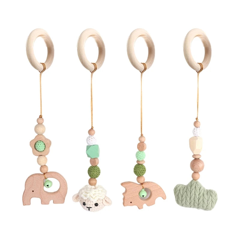 +More Colors - 3-4Pcs Set Knitted Nordic Cartoon Baby Wooden Rabbit Ear Toy (Only)