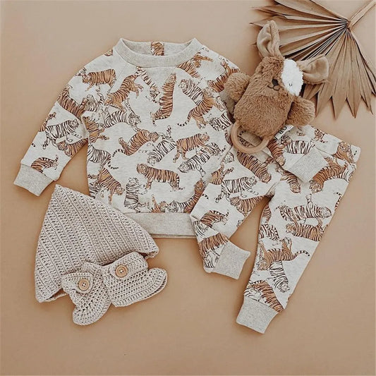 Autumn Tiger Baby & Toddler Clothes Set (0–24m) – Unisex Fall Fashion