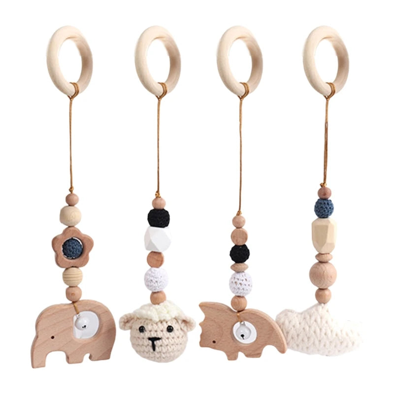 +More Colors - 3-4Pcs Set Knitted Nordic Cartoon Baby Wooden Rabbit Ear Toy (Only)