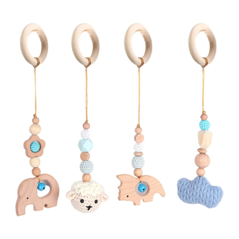 +More Colors - 3-4Pcs Set Knitted Nordic Cartoon Baby Wooden Rabbit Ear Toy (Only)