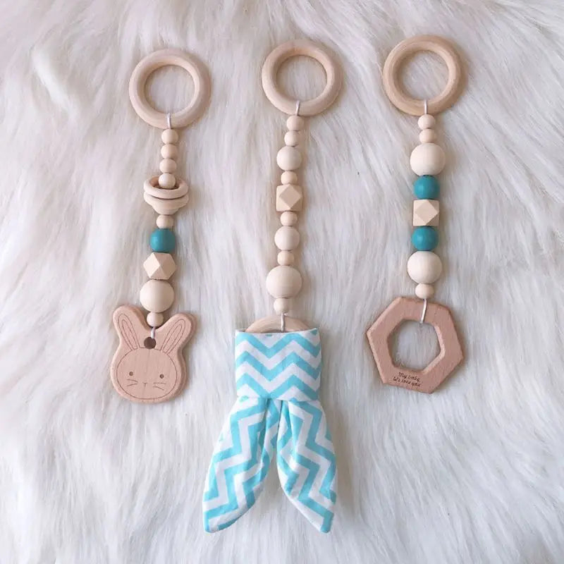 +More Colors - 3-4Pcs Set Knitted Nordic Cartoon Baby Wooden Rabbit Ear Toy (Only)