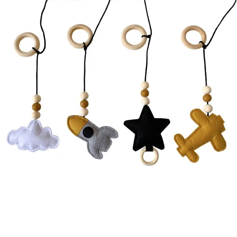 +More Colors - 3-4Pcs Set Knitted Nordic Cartoon Baby Wooden Rabbit Ear Toy (Only)