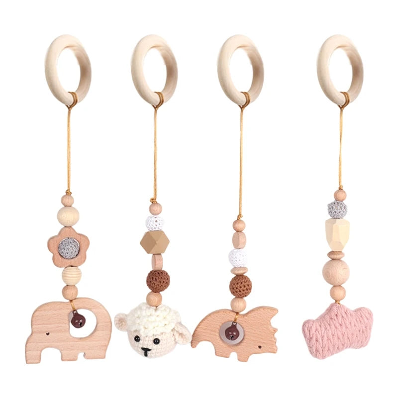 +More Colors - 3-4Pcs Set Knitted Nordic Cartoon Baby Wooden Rabbit Ear Toy (Only)