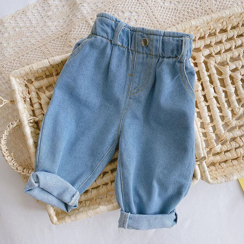 Cotton Autumn Denim Jeans for Kids – Unisex Baby Girls & Boys
