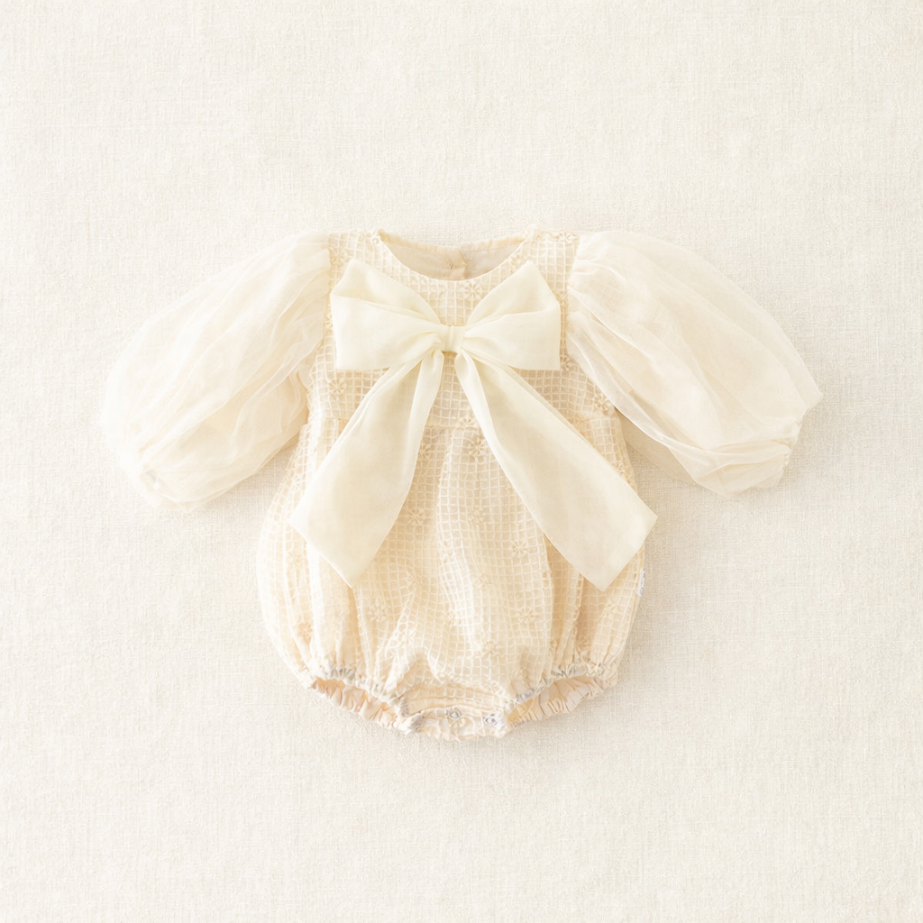 Cotton Baby Girls Puff Sleeve Toddler Outfit – Soft & Stylish