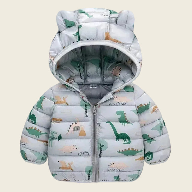 Baby dinosaur winter jacket – soft toddler coat in multiple colors
