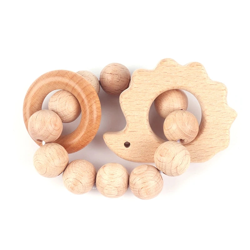 BPA Free Silicone Beads Baby Teether Baby Beech Wooden Avocado