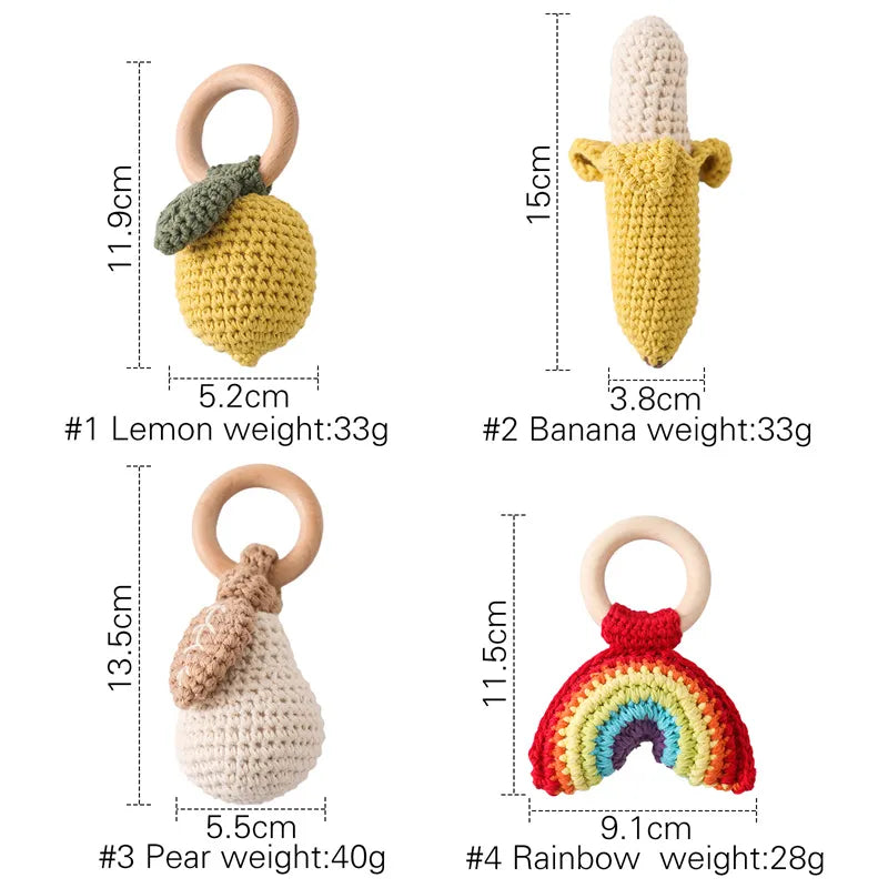 +More Colors - 1pc Baby Crochet Wood Rattle Toy