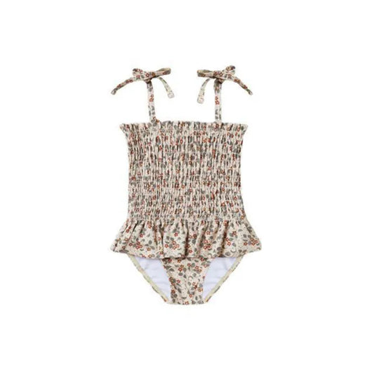 Baby & Toddler Girls’ Red Floral One-Piece Swimsuit – Summer Beach & Pool Swimwear