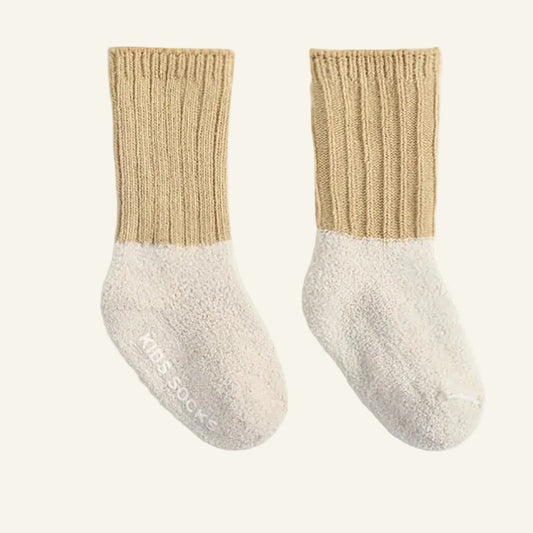 +More Colors -5pc Set of Cotton Winter Baby Socks – Patchwork Non-Slip Infant Socks