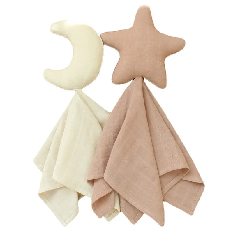 New Born Soothe Appease Towel 100% Organic Cotton Moon Star Baby Blanket Comforter Lovely Muslin Security Blanket