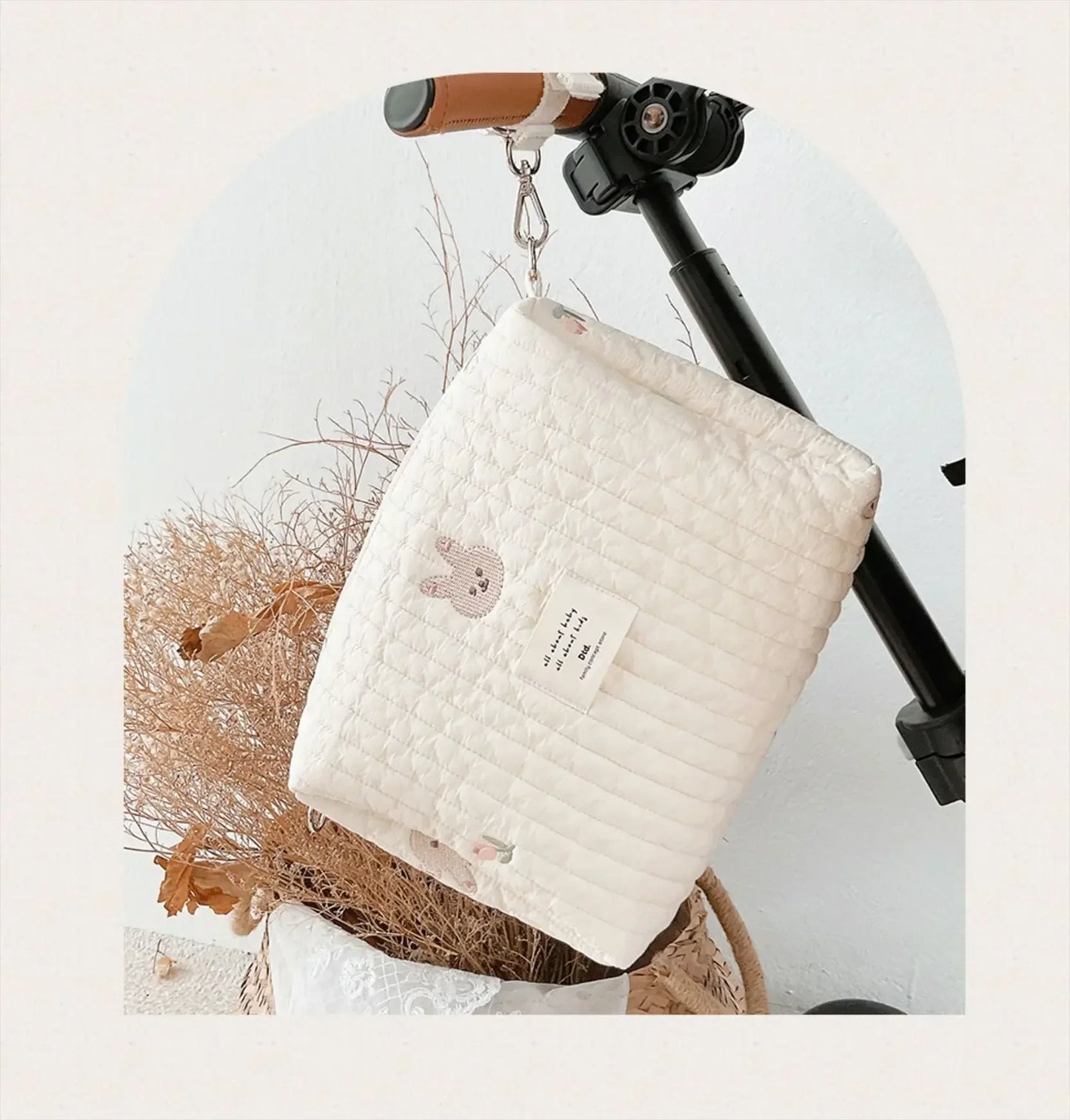 Portable Stroller Nappy Bag Quilted Baby Diaper Caddy Organizer