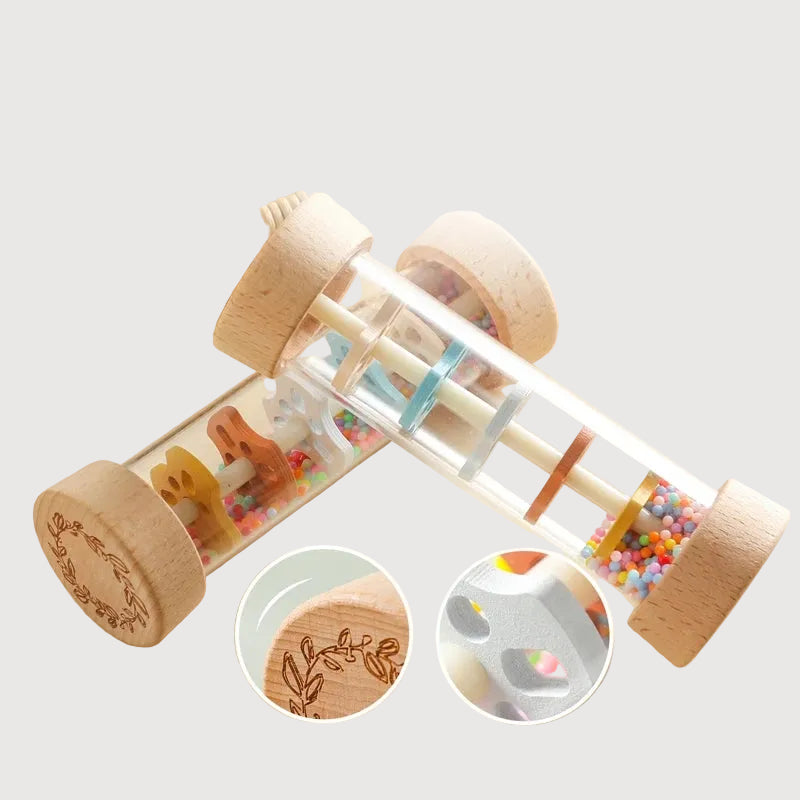 Montessori Baby Rain Stick Rainbow Hourglass