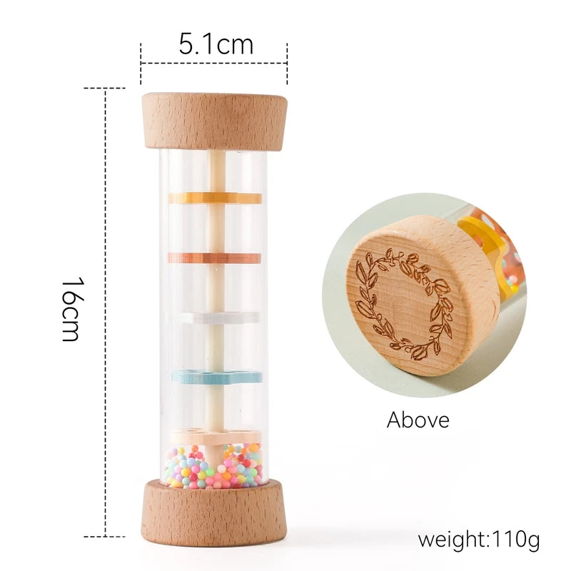 Montessori Baby Rain Stick Rainbow Hourglass
