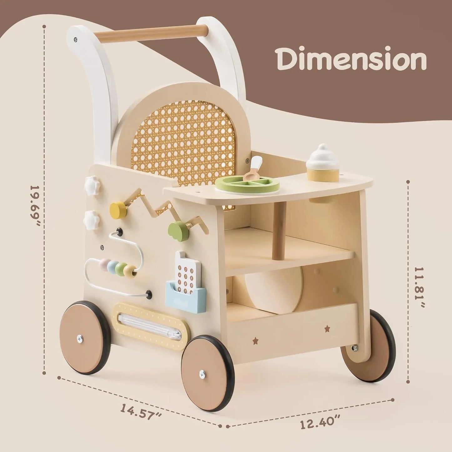 Wooden Baby Montessori Push Walker – Natural Developmental Learning Toy