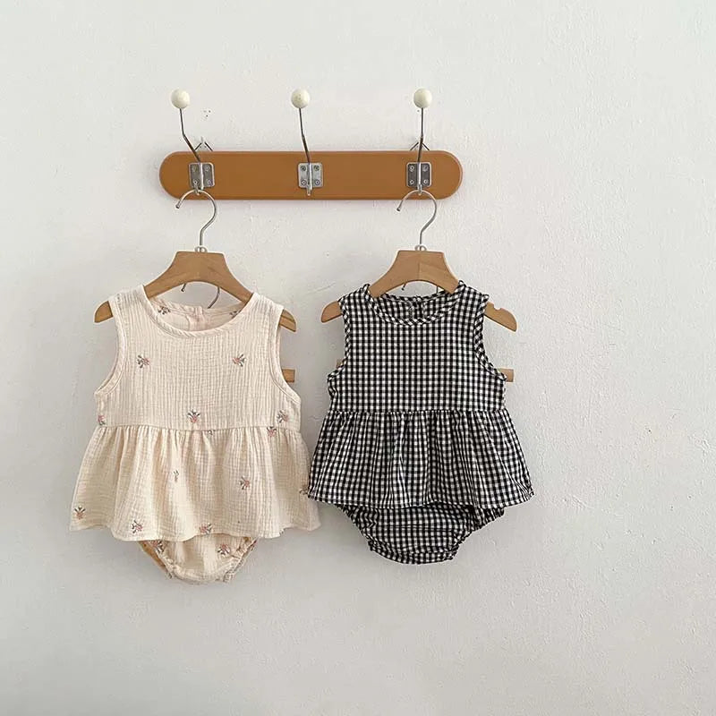 Summer Girls Linen Baby Clothes Set - Top & Bottom Only
