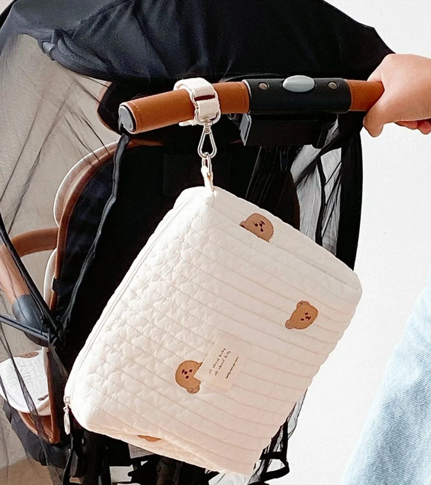 Portable Stroller Nappy Bag Quilted Baby Diaper Caddy Organizer