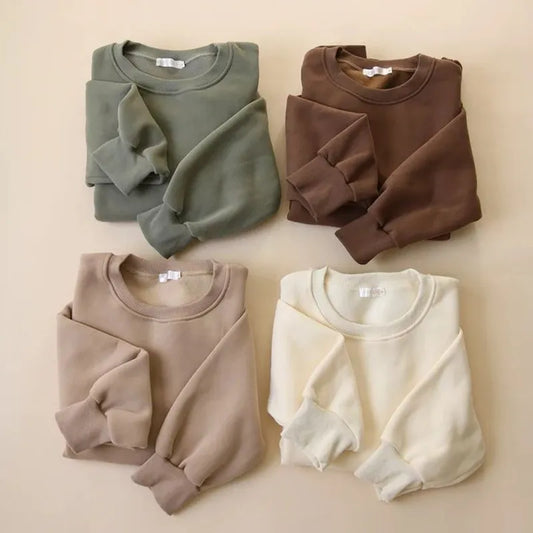 2Pcs Fleece Cotton Spandex Baby Clothes Sweatshirt + Pants