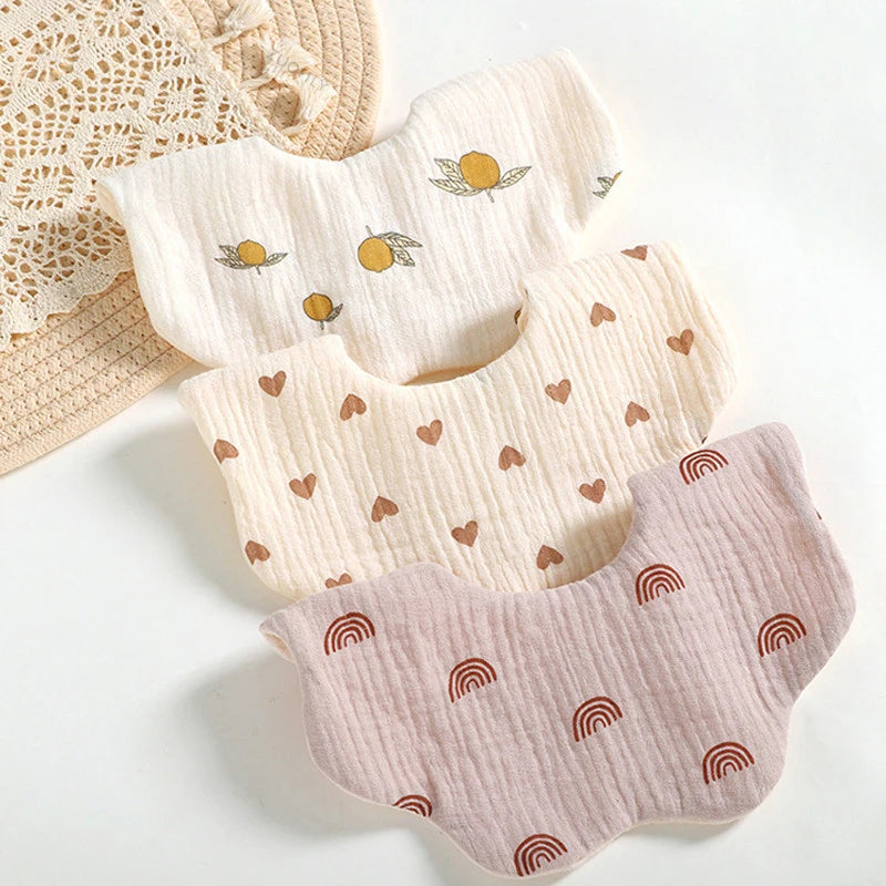 Cotton Gauze Baby Bibs Solid Color