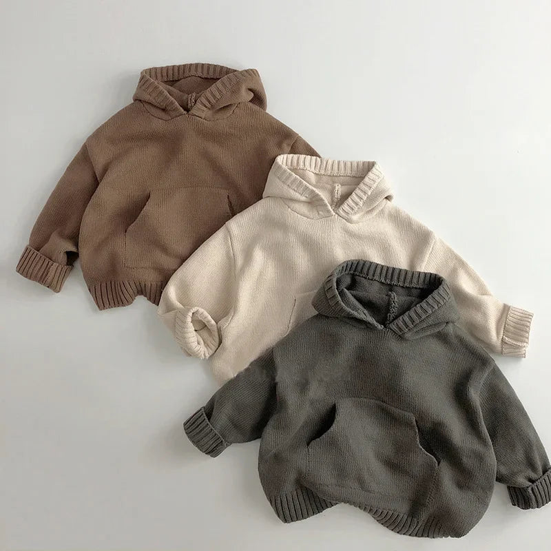 Fine Knit Children Boys/Girl Sweaters Hoodie Knit