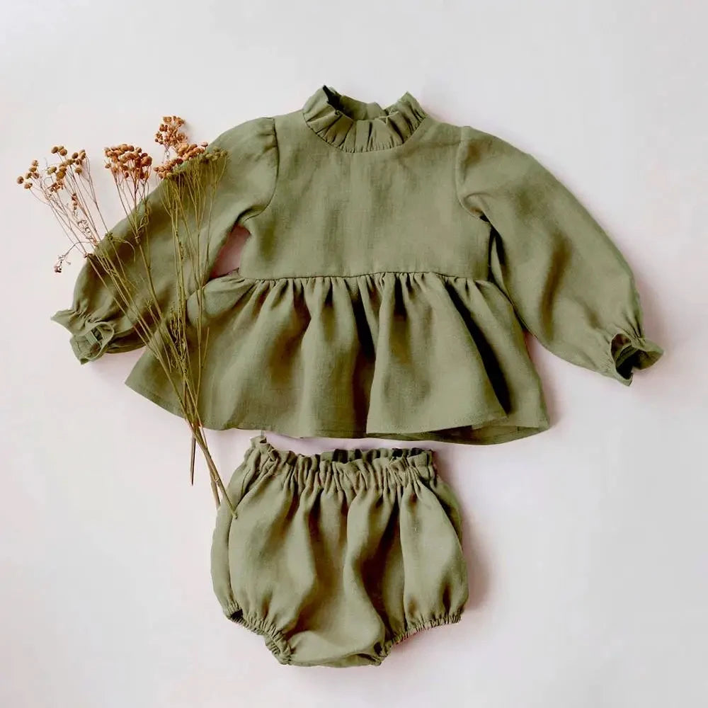 Linen Cotton Infant Baby Clothes- Girl