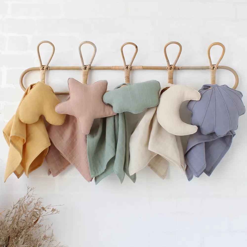 New Born Soothe Appease Towel 100% Organic Cotton Moon Star Baby Blanket Comforter Lovely Muslin Security Blanket
