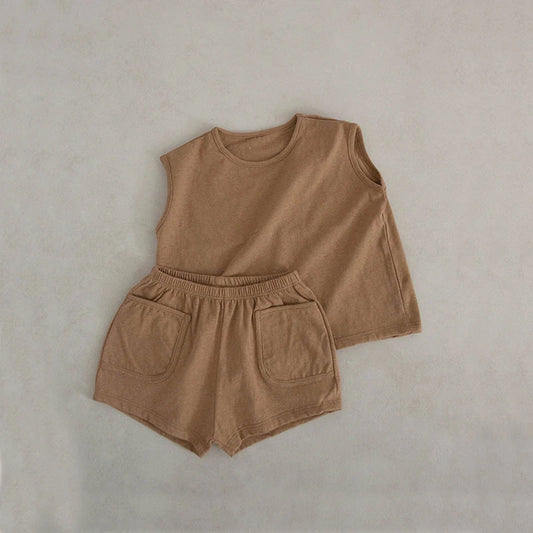 100% Cotton Jersey Solid Tank & Shorts Two Pieces Sets baby clothes