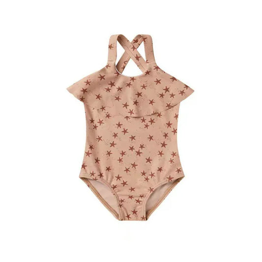 Baby & Toddler Girls’ Star-Print One-Piece Swimsuit – Stylish Beach & Pool Swimwear